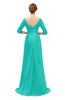 ColsBM Tatum Spectra Green Bridesmaid Dresses Luxury Zipper Three-fourths Length Sleeve Brush Train Lace V-neck