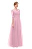 ColsBM Billie Baby Pink Bridesmaid Dresses Scalloped Edge Ruching Zip up Half Length Sleeve Mature A-line