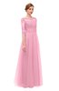 ColsBM Billie Begonia Pink Bridesmaid Dresses Scalloped Edge Ruching Zip up Half Length Sleeve Mature A-line