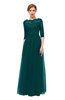 ColsBM Billie Blue Green Bridesmaid Dresses Scalloped Edge Ruching Zip up Half Length Sleeve Mature A-line