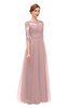 ColsBM Billie Blush Pink Bridesmaid Dresses Scalloped Edge Ruching Zip up Half Length Sleeve Mature A-line