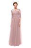 ColsBM Billie Blush Pink Bridesmaid Dresses Scalloped Edge Ruching Zip up Half Length Sleeve Mature A-line