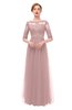 ColsBM Billie Bridal Rose Bridesmaid Dresses Scalloped Edge Ruching Zip up Half Length Sleeve Mature A-line