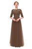 ColsBM Billie Bronze Brown Bridesmaid Dresses Scalloped Edge Ruching Zip up Half Length Sleeve Mature A-line