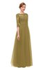 ColsBM Billie Bronze Mist Bridesmaid Dresses Scalloped Edge Ruching Zip up Half Length Sleeve Mature A-line