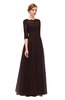 ColsBM Billie Chocolate Brown Bridesmaid Dresses Scalloped Edge Ruching Zip up Half Length Sleeve Mature A-line