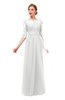 ColsBM Billie Cloud White Bridesmaid Dresses Scalloped Edge Ruching Zip up Half Length Sleeve Mature A-line