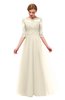 ColsBM Billie Cornhusk Bridesmaid Dresses Scalloped Edge Ruching Zip up Half Length Sleeve Mature A-line