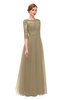 ColsBM Billie Cornstalk Bridesmaid Dresses Scalloped Edge Ruching Zip up Half Length Sleeve Mature A-line