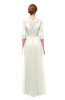 ColsBM Billie Cream Bridesmaid Dresses Scalloped Edge Ruching Zip up Half Length Sleeve Mature A-line