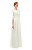 ColsBM Billie Cream Bridesmaid Dresses Scalloped Edge Ruching Zip up Half Length Sleeve Mature A-line