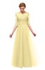 ColsBM Billie Daffodil Bridesmaid Dresses Scalloped Edge Ruching Zip up Half Length Sleeve Mature A-line
