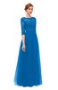 ColsBM Billie Directoire Blue Bridesmaid Dresses Scalloped Edge Ruching Zip up Half Length Sleeve Mature A-line
