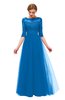 ColsBM Billie Directoire Blue Bridesmaid Dresses Scalloped Edge Ruching Zip up Half Length Sleeve Mature A-line