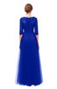 ColsBM Billie Electric Blue Bridesmaid Dresses Scalloped Edge Ruching Zip up Half Length Sleeve Mature A-line