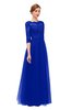 ColsBM Billie Electric Blue Bridesmaid Dresses Scalloped Edge Ruching Zip up Half Length Sleeve Mature A-line