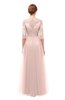 ColsBM Billie Evening Sand Bridesmaid Dresses Scalloped Edge Ruching Zip up Half Length Sleeve Mature A-line