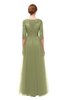 ColsBM Billie Fern Green Bridesmaid Dresses Scalloped Edge Ruching Zip up Half Length Sleeve Mature A-line