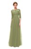 ColsBM Billie Fern Green Bridesmaid Dresses Scalloped Edge Ruching Zip up Half Length Sleeve Mature A-line