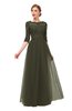 ColsBM Billie Forest Night Bridesmaid Dresses Scalloped Edge Ruching Zip up Half Length Sleeve Mature A-line