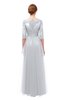 ColsBM Billie Glacier Gray Bridesmaid Dresses Scalloped Edge Ruching Zip up Half Length Sleeve Mature A-line