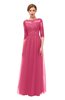 ColsBM Billie Honeysuckle Pink Bridesmaid Dresses Scalloped Edge Ruching Zip up Half Length Sleeve Mature A-line