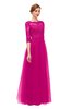 ColsBM Billie Hot Pink Bridesmaid Dresses Scalloped Edge Ruching Zip up Half Length Sleeve Mature A-line