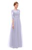 ColsBM Billie Lavender Blue Bridesmaid Dresses Scalloped Edge Ruching Zip up Half Length Sleeve Mature A-line