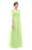 ColsBM Billie Lime Green Bridesmaid Dresses Scalloped Edge Ruching Zip up Half Length Sleeve Mature A-line