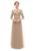 ColsBM Billie Macaroon Bridesmaid Dresses Scalloped Edge Ruching Zip up Half Length Sleeve Mature A-line