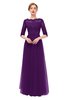 ColsBM Billie Magic Purple Bridesmaid Dresses Scalloped Edge Ruching Zip up Half Length Sleeve Mature A-line