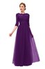 ColsBM Billie Magic Purple Bridesmaid Dresses Scalloped Edge Ruching Zip up Half Length Sleeve Mature A-line