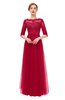 ColsBM Billie Maroon Bridesmaid Dresses Scalloped Edge Ruching Zip up Half Length Sleeve Mature A-line
