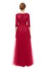 ColsBM Billie Maroon Bridesmaid Dresses Scalloped Edge Ruching Zip up Half Length Sleeve Mature A-line