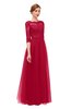 ColsBM Billie Maroon Bridesmaid Dresses Scalloped Edge Ruching Zip up Half Length Sleeve Mature A-line