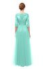 ColsBM Billie Mint Green Bridesmaid Dresses Scalloped Edge Ruching Zip up Half Length Sleeve Mature A-line