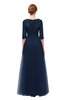 ColsBM Billie Navy Blue Bridesmaid Dresses Scalloped Edge Ruching Zip up Half Length Sleeve Mature A-line