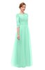 ColsBM Billie Pastel Green Bridesmaid Dresses Scalloped Edge Ruching Zip up Half Length Sleeve Mature A-line