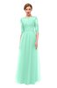 ColsBM Billie Pastel Green Bridesmaid Dresses Scalloped Edge Ruching Zip up Half Length Sleeve Mature A-line