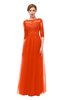 ColsBM Billie Persimmon Bridesmaid Dresses Scalloped Edge Ruching Zip up Half Length Sleeve Mature A-line