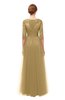 ColsBM Billie Prairie Sand Bridesmaid Dresses Scalloped Edge Ruching Zip up Half Length Sleeve Mature A-line
