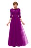 ColsBM Billie Purple Wine Bridesmaid Dresses Scalloped Edge Ruching Zip up Half Length Sleeve Mature A-line