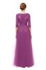 ColsBM Billie Raspberry Bridesmaid Dresses Scalloped Edge Ruching Zip up Half Length Sleeve Mature A-line