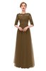 ColsBM Billie Sepia Bridesmaid Dresses Scalloped Edge Ruching Zip up Half Length Sleeve Mature A-line