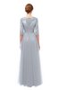 ColsBM Billie Silver Bridesmaid Dresses Scalloped Edge Ruching Zip up Half Length Sleeve Mature A-line