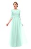 ColsBM Billie Soothing Sea Bridesmaid Dresses Scalloped Edge Ruching Zip up Half Length Sleeve Mature A-line