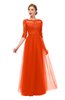 ColsBM Billie Spicy Orange Bridesmaid Dresses Scalloped Edge Ruching Zip up Half Length Sleeve Mature A-line