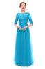 ColsBM Billie Turquoise Bridesmaid Dresses Scalloped Edge Ruching Zip up Half Length Sleeve Mature A-line