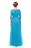 ColsBM Billie Turquoise Bridesmaid Dresses Scalloped Edge Ruching Zip up Half Length Sleeve Mature A-line
