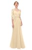 ColsBM Bronte Apricot Gelato Bridesmaid Dresses Elbow Length Sleeve Pleated Mermaid Zipper Floor Length Glamorous